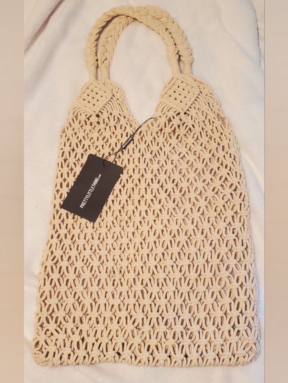 PrettyLittleThing Natural Crochet Beach Tote - Cream